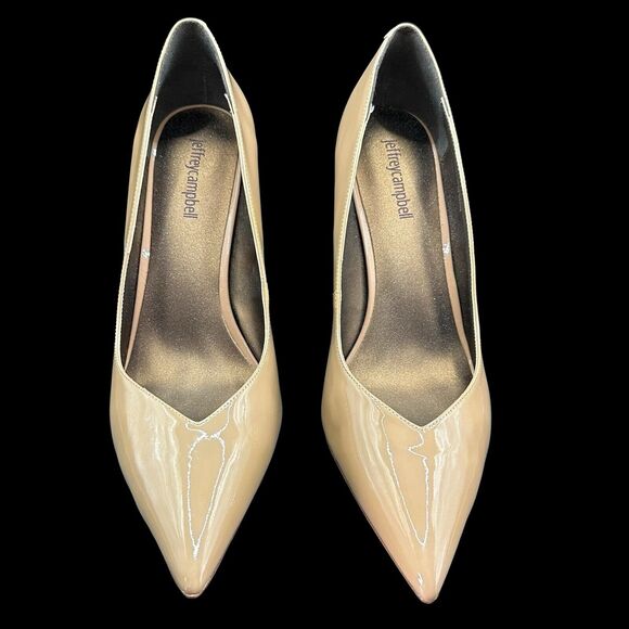 Jeffrey Campbell High Heel Pointed Toe Patent Leather Stiletto Pump Tan Size 10 - Picture 11 of 11
